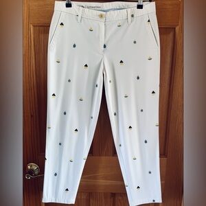 Talbots Petite Nautical Sailing Preppy Girlfriend Chinos W/ Sailboats Size 8P